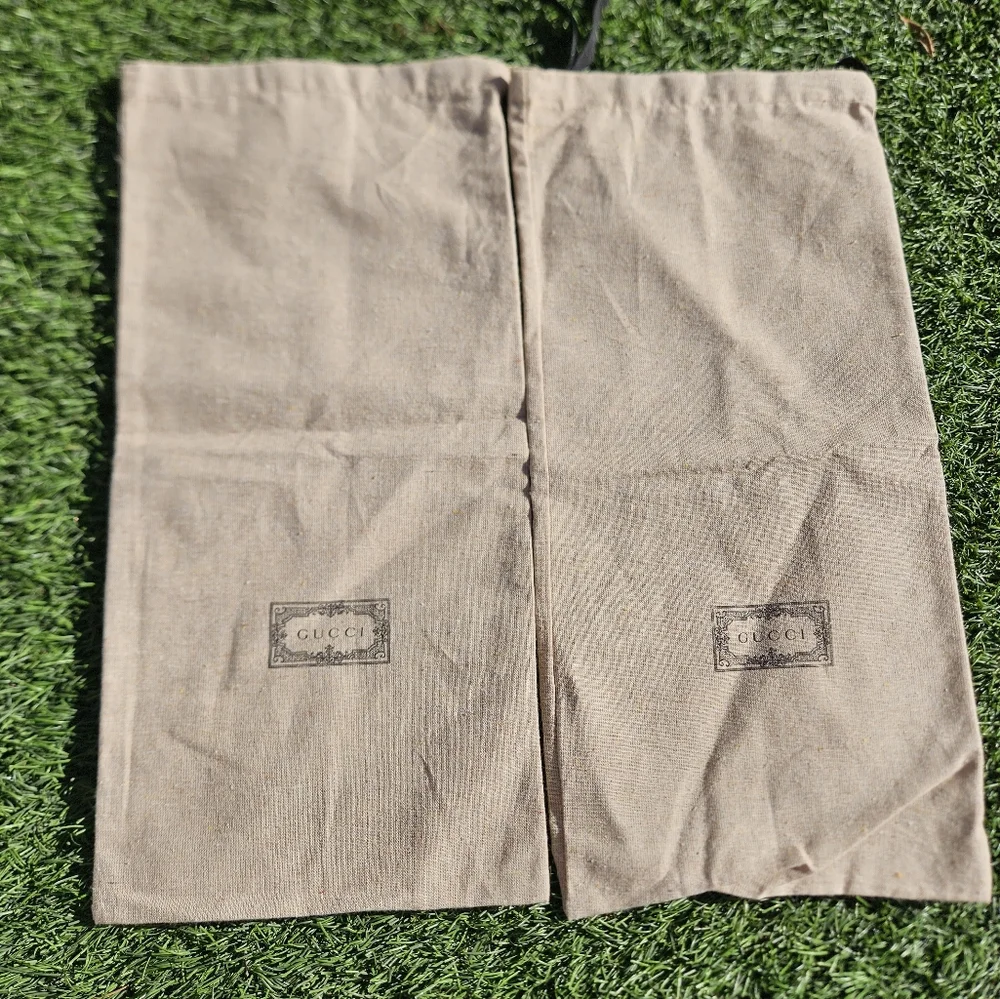 Gucci Storage Dust Shoe Bags Set of 2 Bags Tan/Burlap 17.5x8